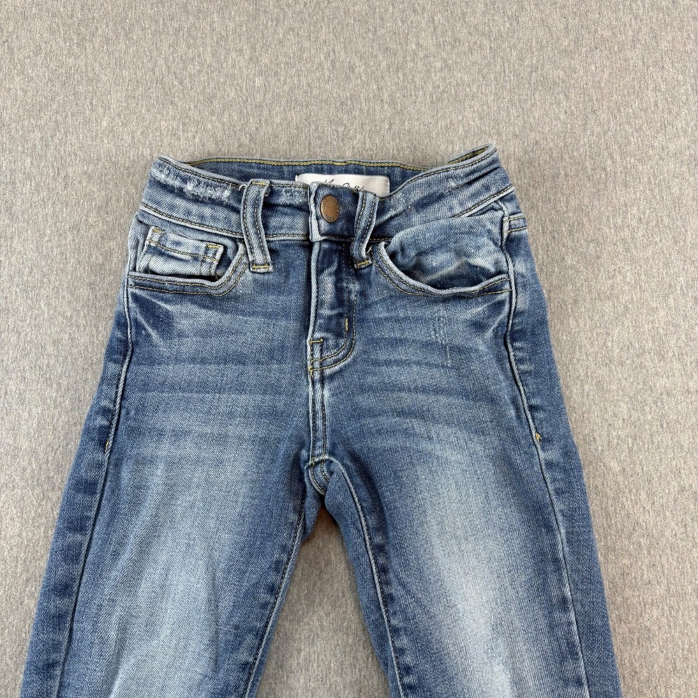 Kancan Jeans Youth Girls 6 Distressed Stretch Denim Ripped Frayed Hem - Picture 2 of 13